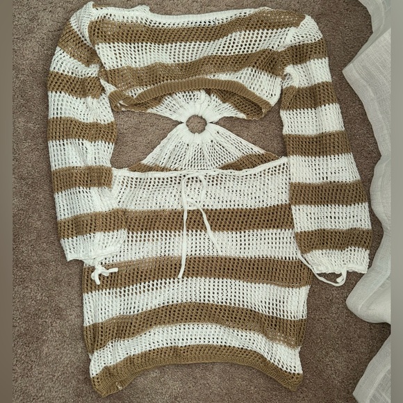 Striped Knit Cover up Dress M/L - Picture 5 of 5